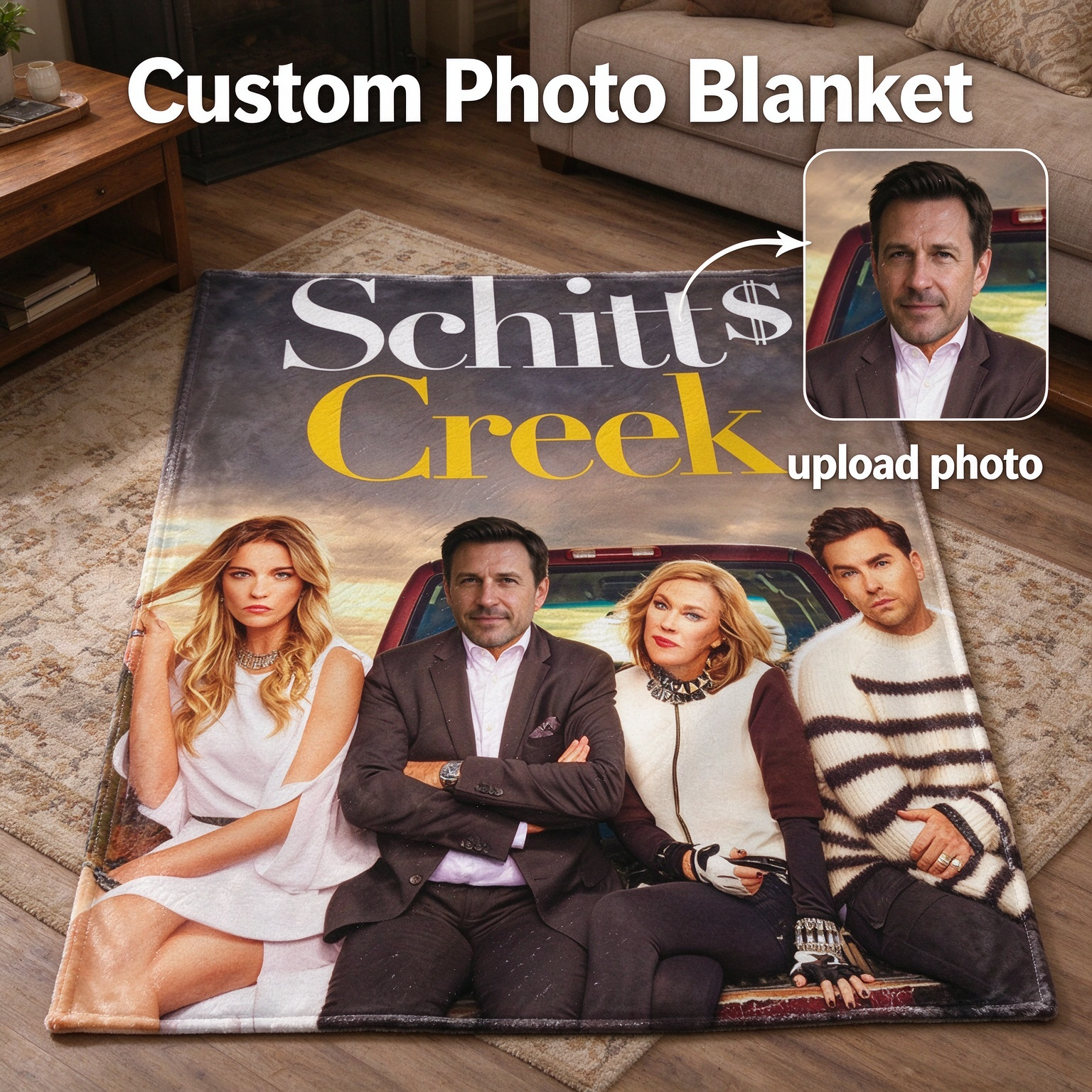 Custom Photo Face Blanket Personalized Flannel Fleece Throw Ultra Soft Warm Cover Couch Bed Novelty Gift
