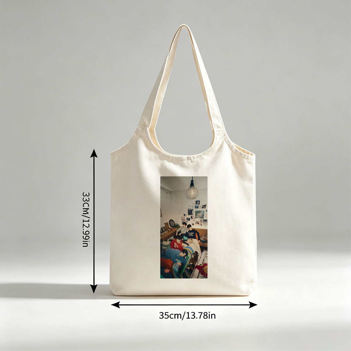 Stray Kids Relaxing in Cozy Living Room with Colorful Canvas shoulder bags/ and Wall Art - Canvas shoulder bags/