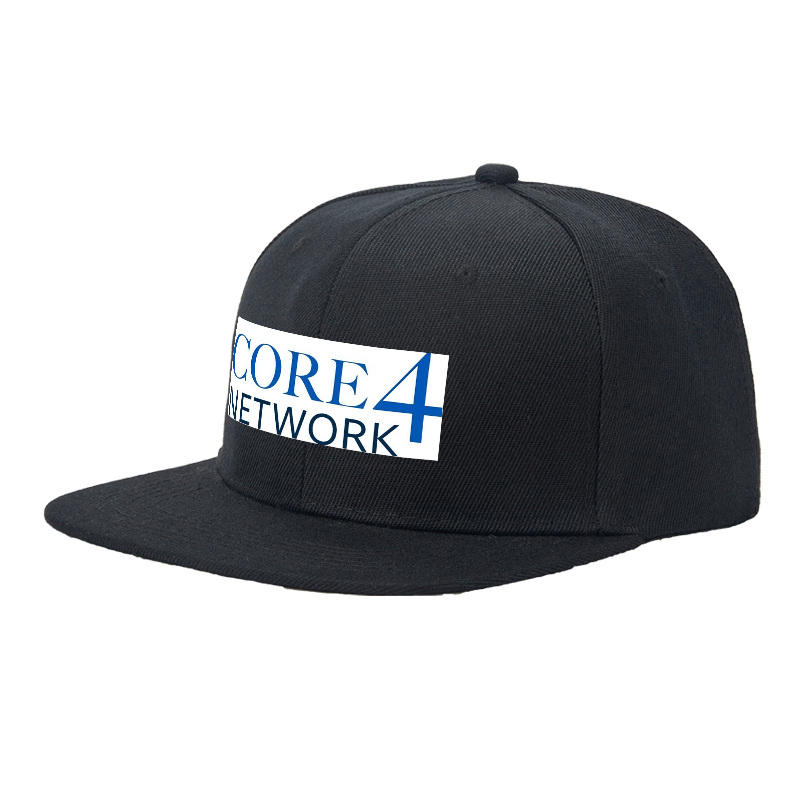 Flat Brim Baseball Cap Core4 Network Logo Print Streetwear Underground Skate Style for Basketball Courts Skate Parks Urban Lifestyle Skaters Rappers Streetwear Enthusiasts