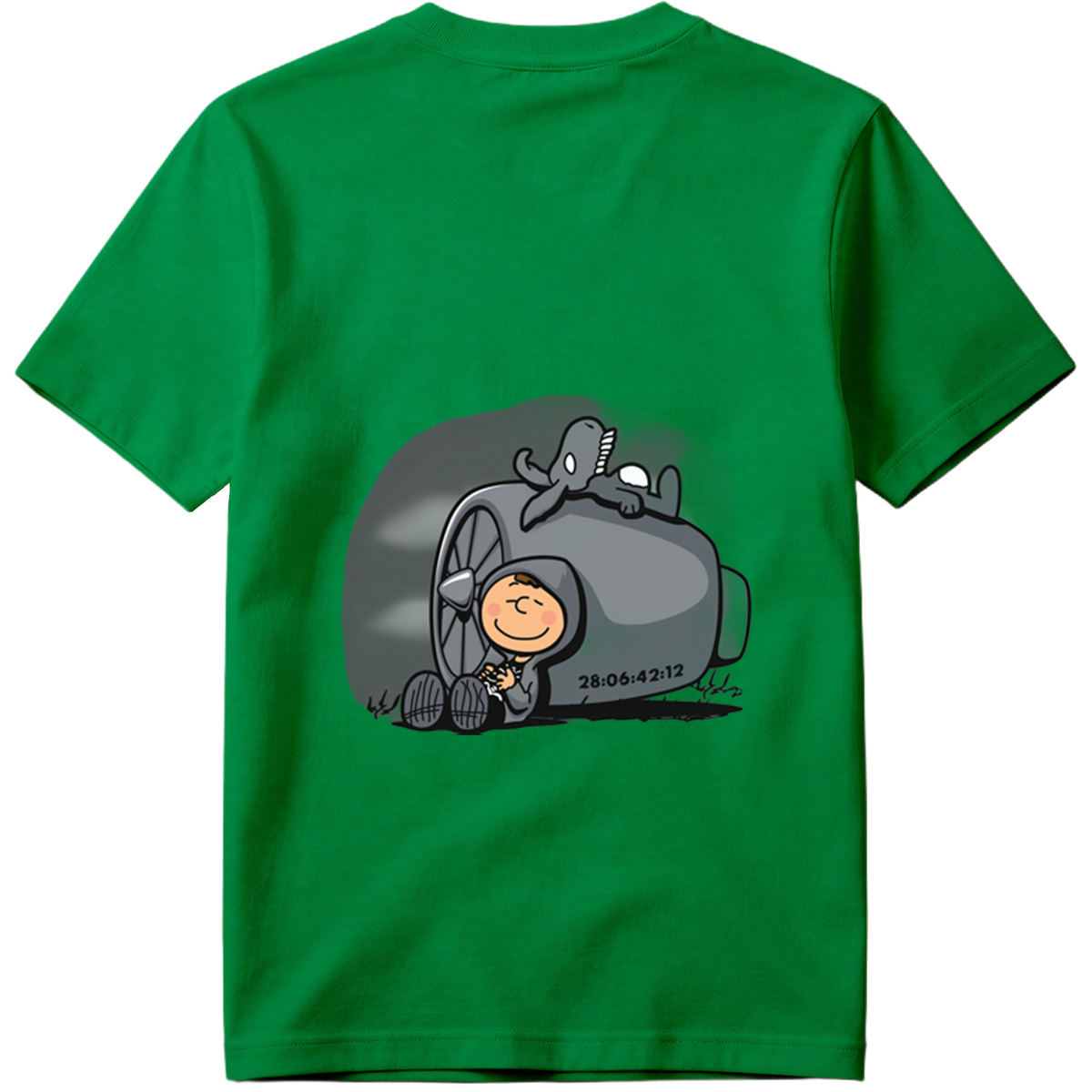 Cute Cartoon Boy with Time Machine and Octopus - Tee