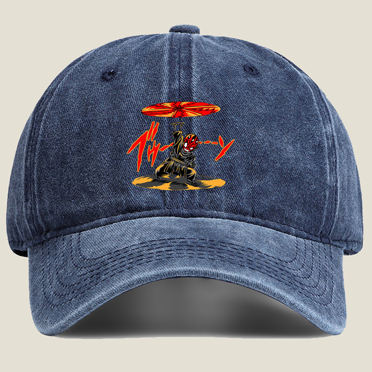 Darth Maul with Double-Bladed Lightsaber - Washed Denim - Baseball Cap
