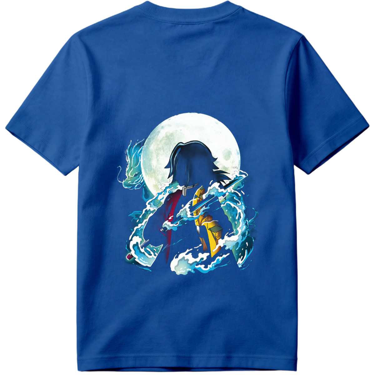 Demon Slayer Tanjiro Kamado Water Breathing Moon Background - Tee
