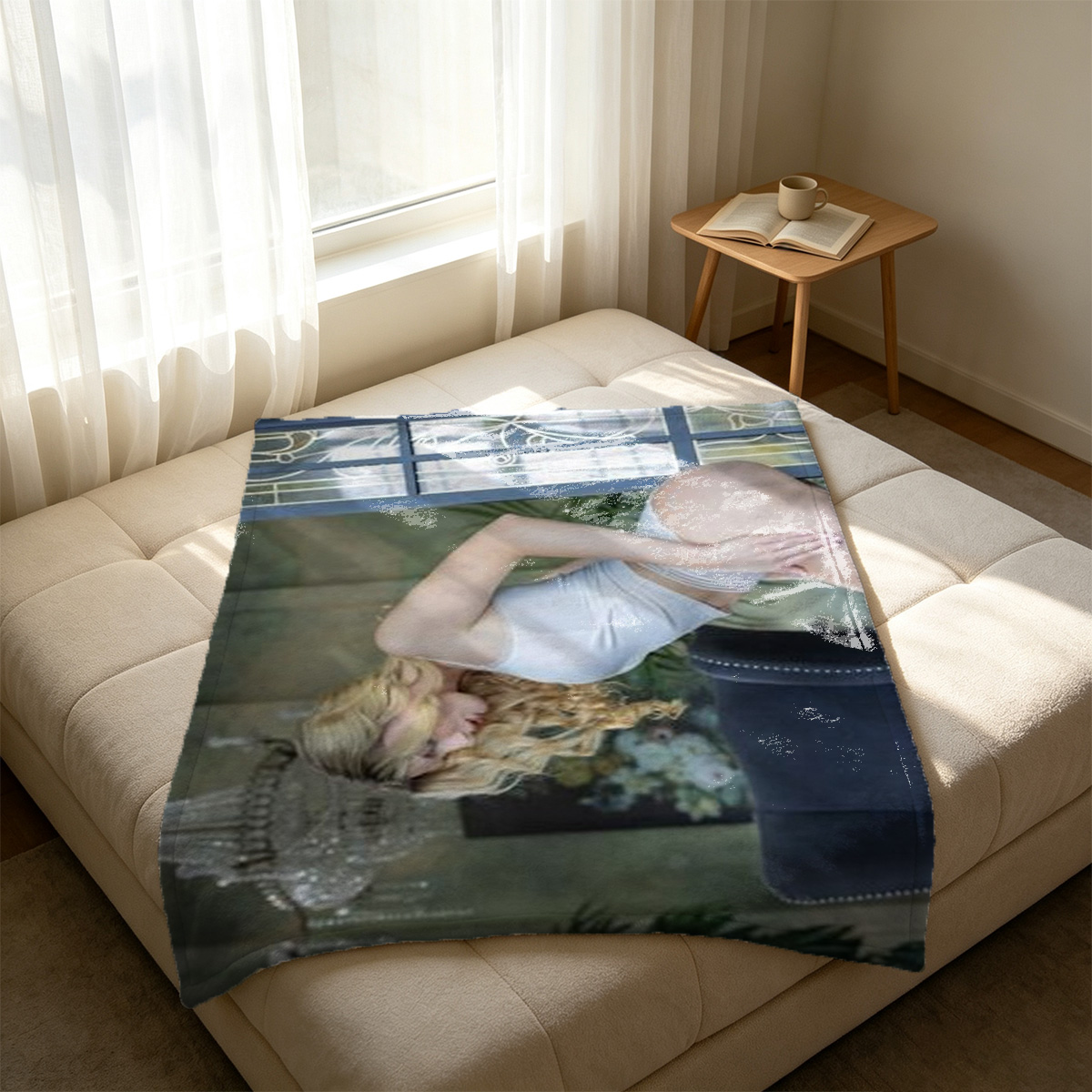 Vixen Model in Black Bikini Posing with Eiffel Tower in Paris - Blanket
