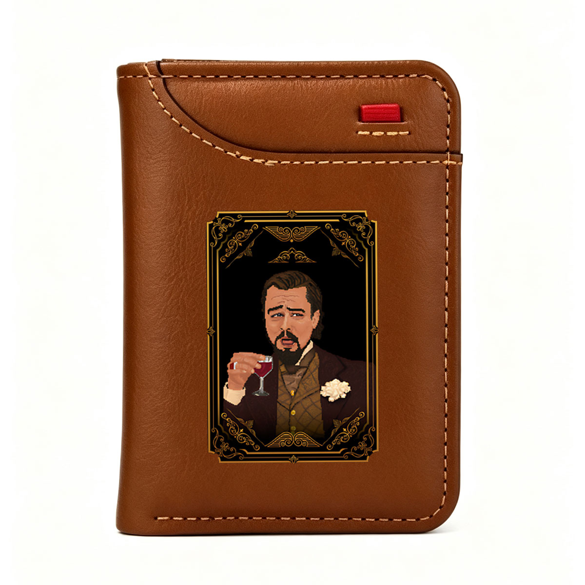 Dapper Gentleman with Wine Glass in Ornate Frame - Vertical Style Wallet
