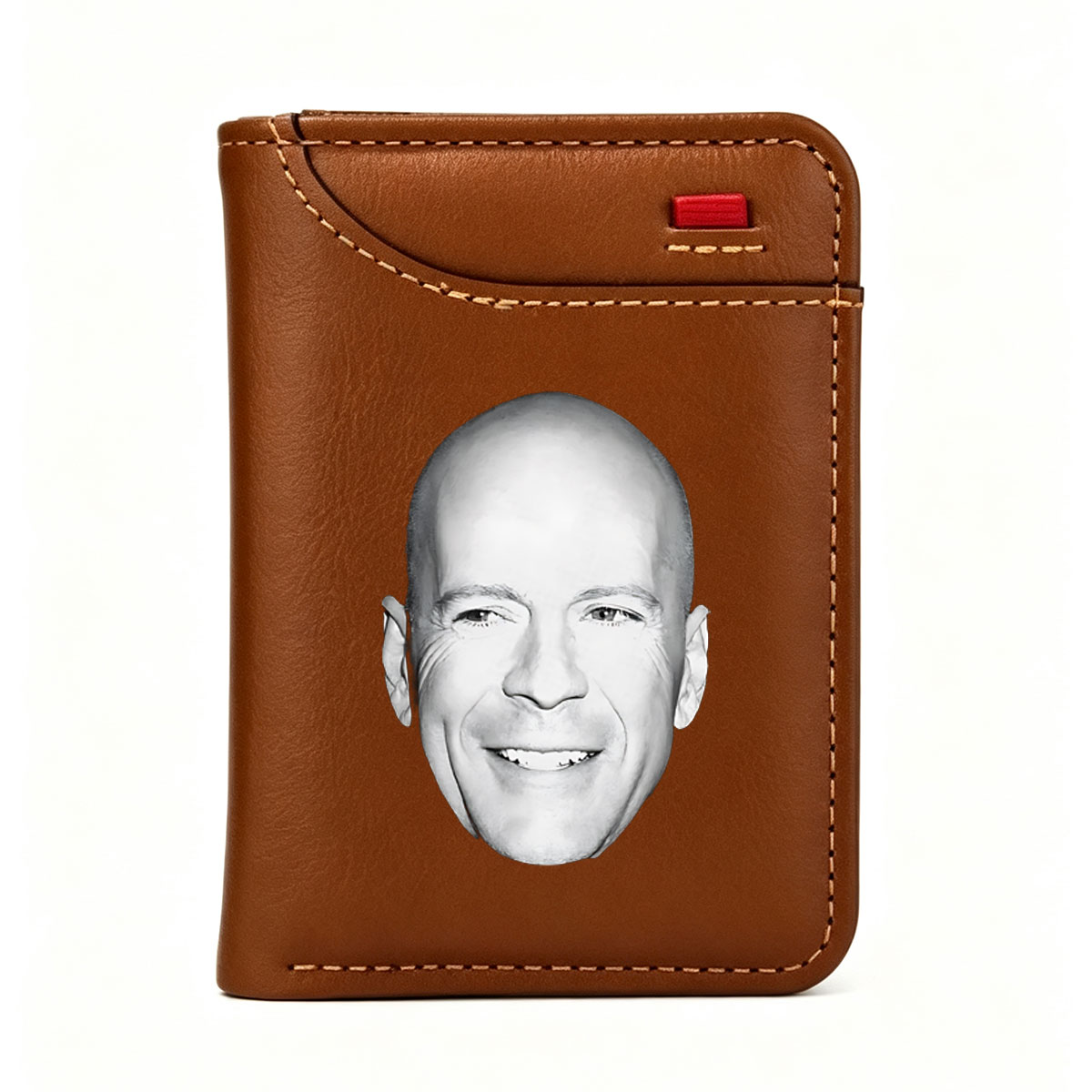 Bruce Willis Portrait in Black and White - Vertical Style Wallet