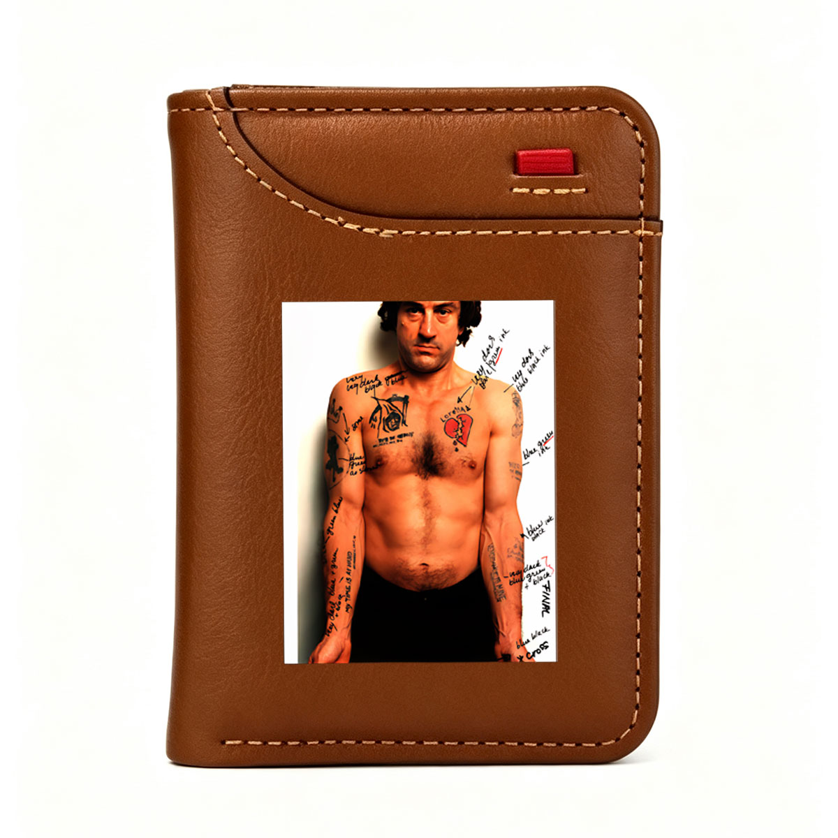 Johnny Depp with Handwritten Notes and Symbols on Body - Vertical Style Wallet