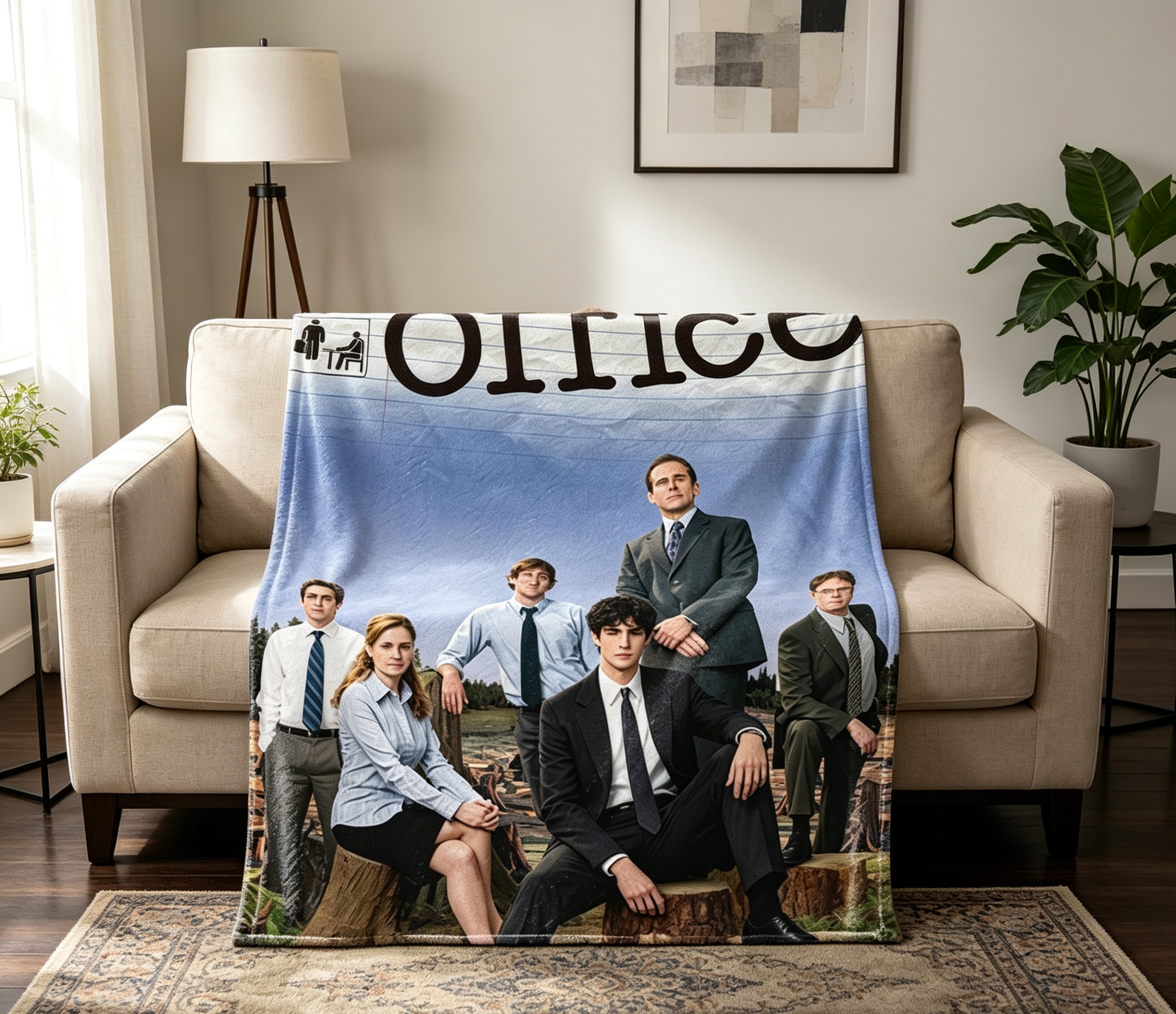 Custom Face Blanket The Office TV Show Characters Flannel Blanket Cozy Living Room Gift for Fans and Office Lovers