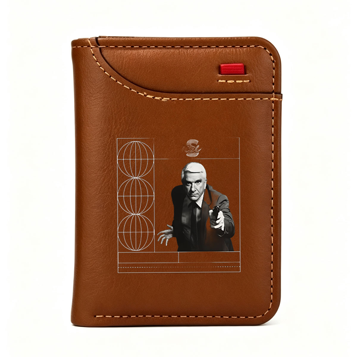James Bond: Sean Connery in Classic Spy Pose with Gun and Globes Background - Vertical Style Wallet