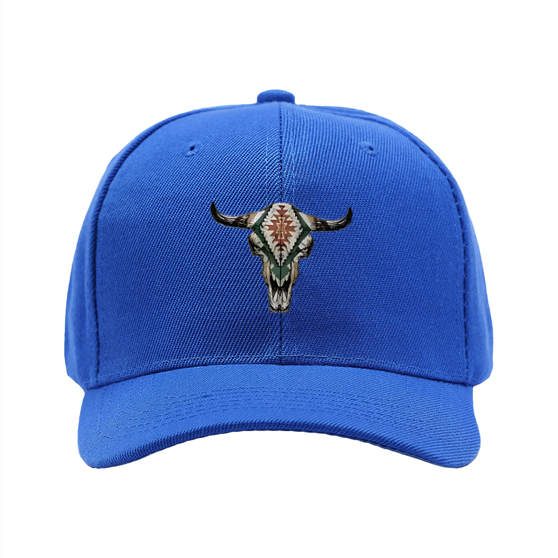 1pc New Baseball Cap with Bull Skull Tribal Print Design Unisex Adjustable Hat for Outdoor Activities and Casual Wear Suitable for Adults and Teens