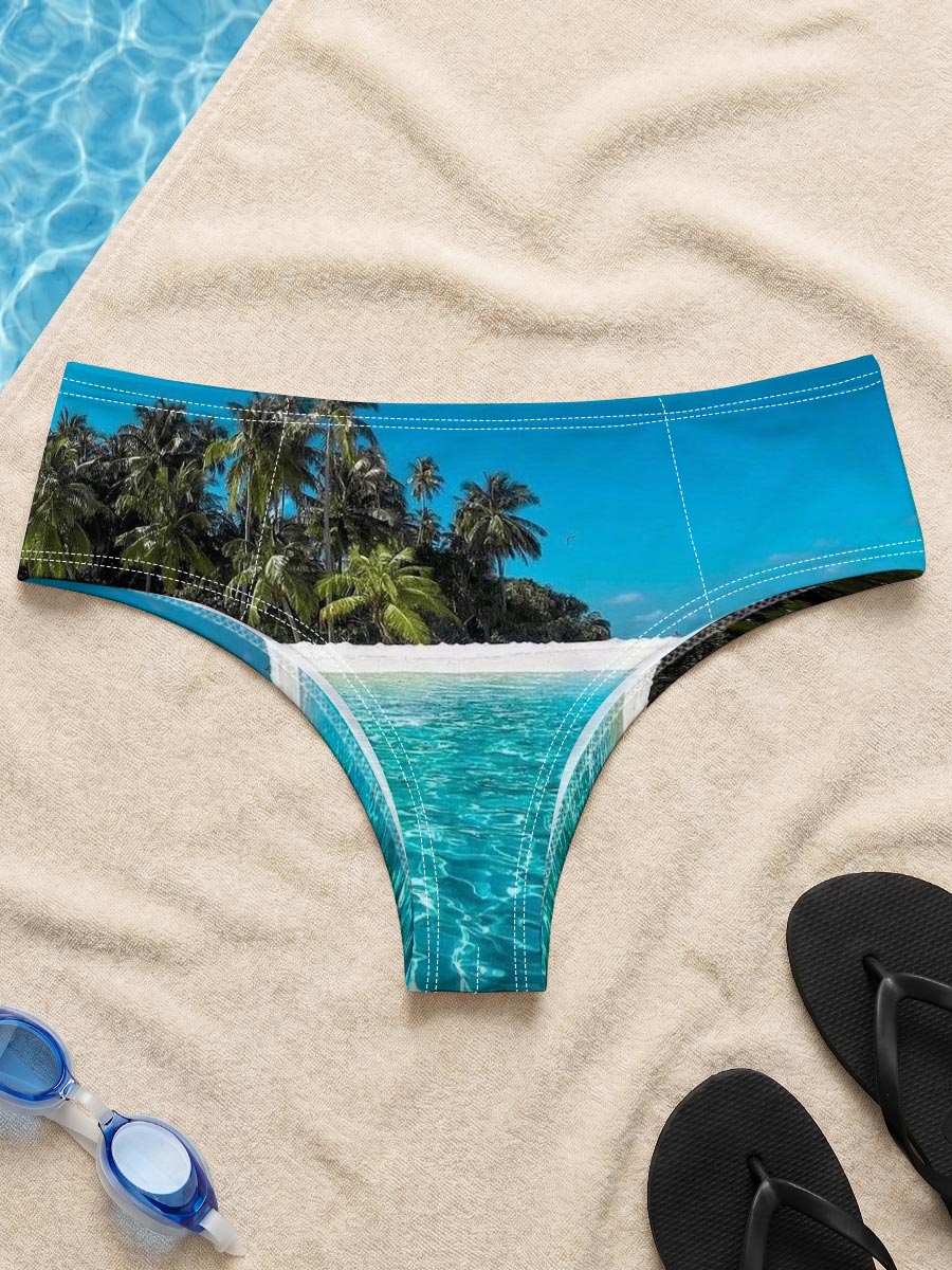 Crystal Clear Waters and Palm Trees on a Tropical Beach -  Men's swim trunks