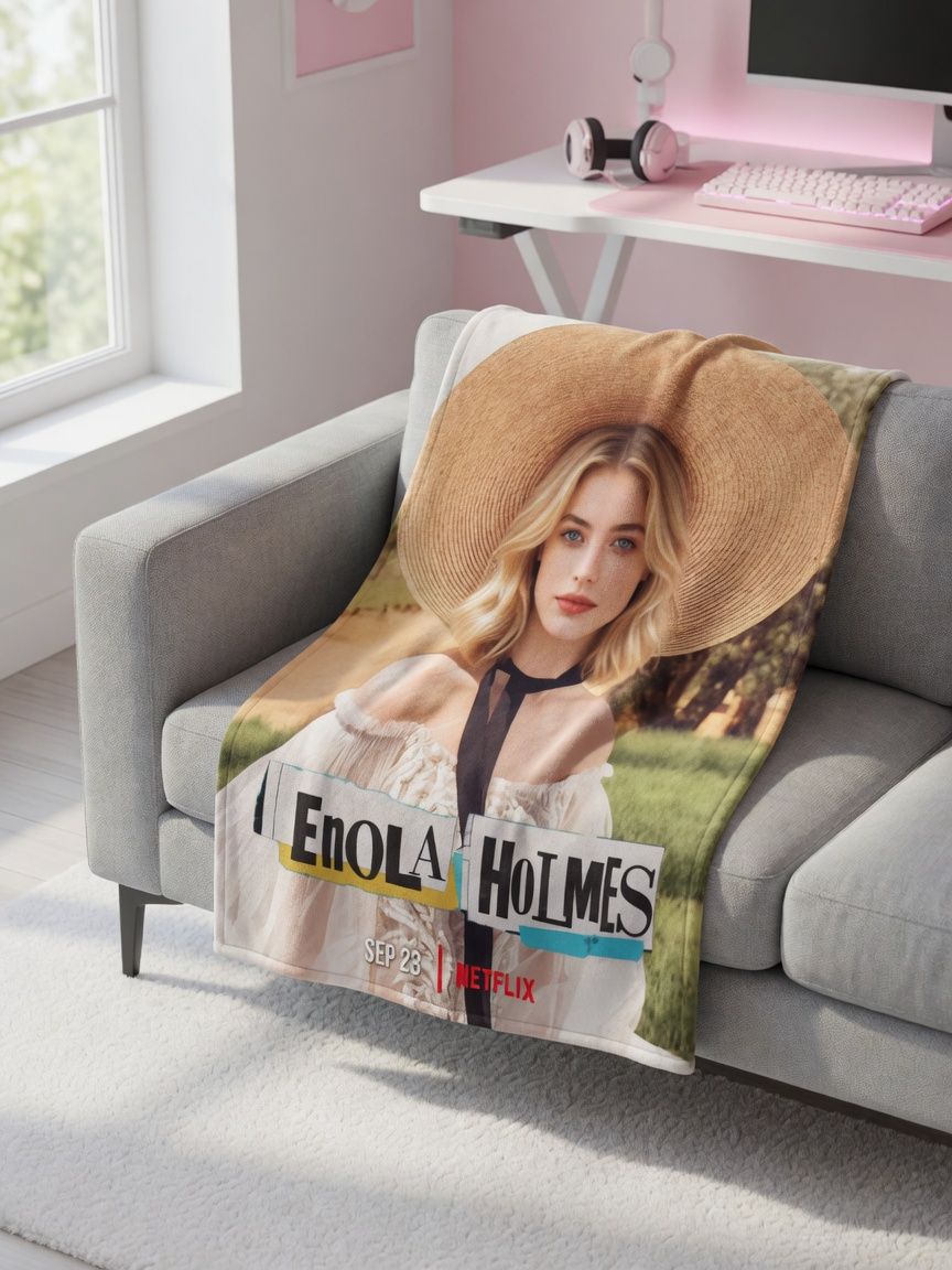 Custom Photo Face Blanket Personalized Soft Flannel Throw Lightweight Anti-Pilling Portrait Gift for Bed and Sofa