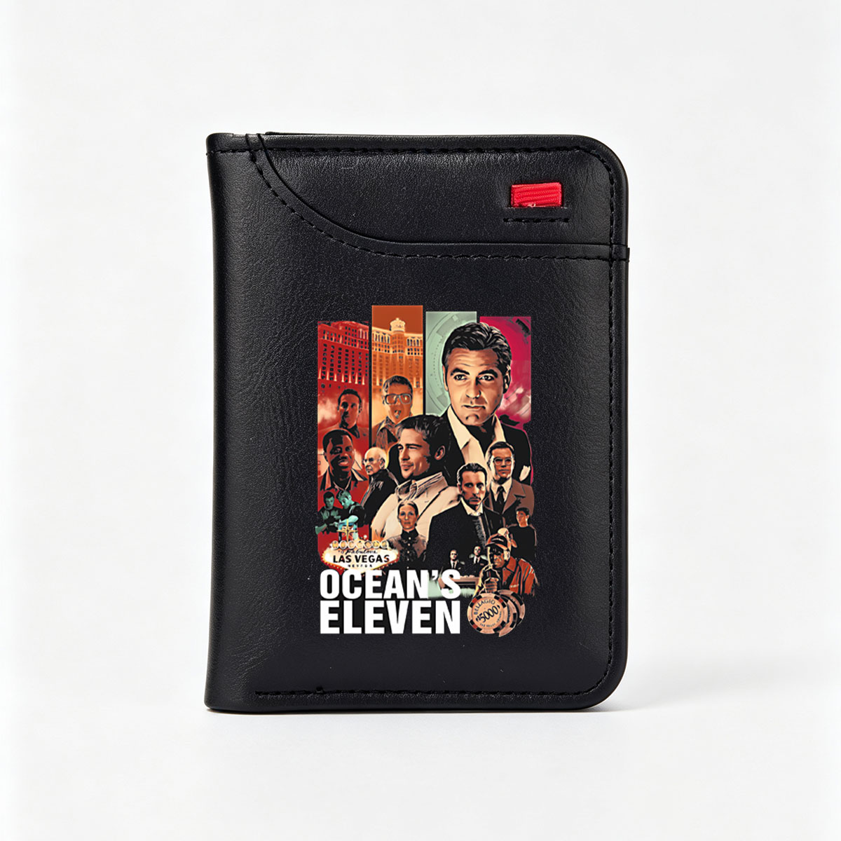 Ocean's Eleven: George Clooney, Brad Pitt, Matt Damon, and Cast in Las Vegas Heist Movie - Vertical Style Wallet