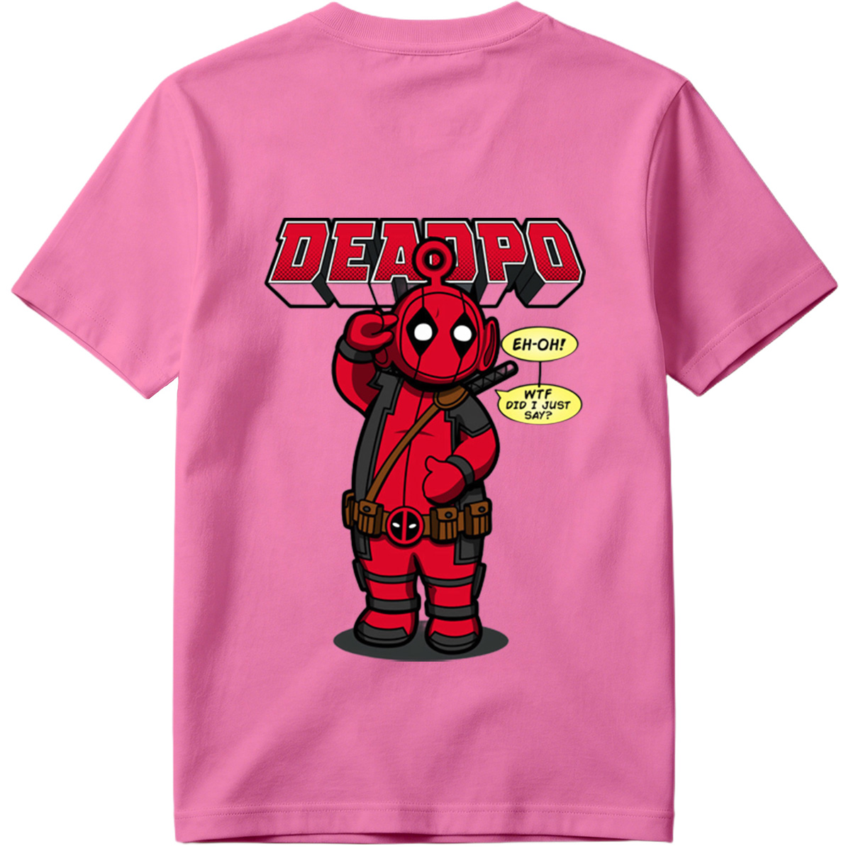 Deadpool Chibi Character with Speech Bubbles - Tee