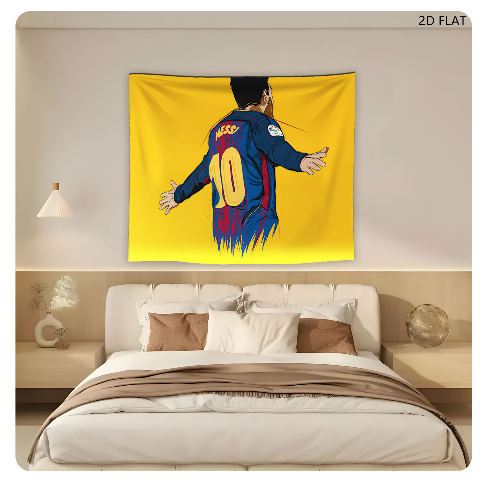 Messi in Barcelona Jersey, Number 10, Celebrating Goal - Tapestry