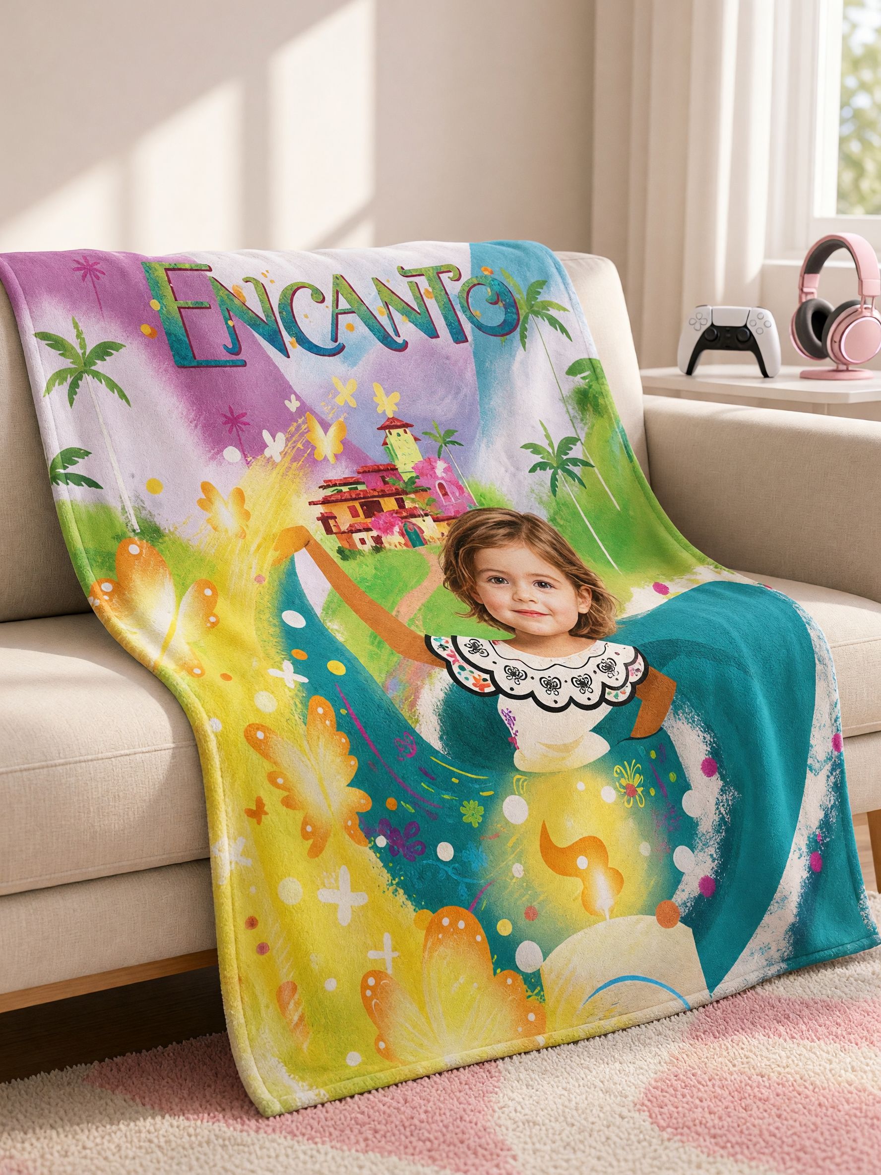 Custom Face Photo Flannel Blanket Ultra Soft Magical Butterfly Throw Ideal Personalized Kids Gift