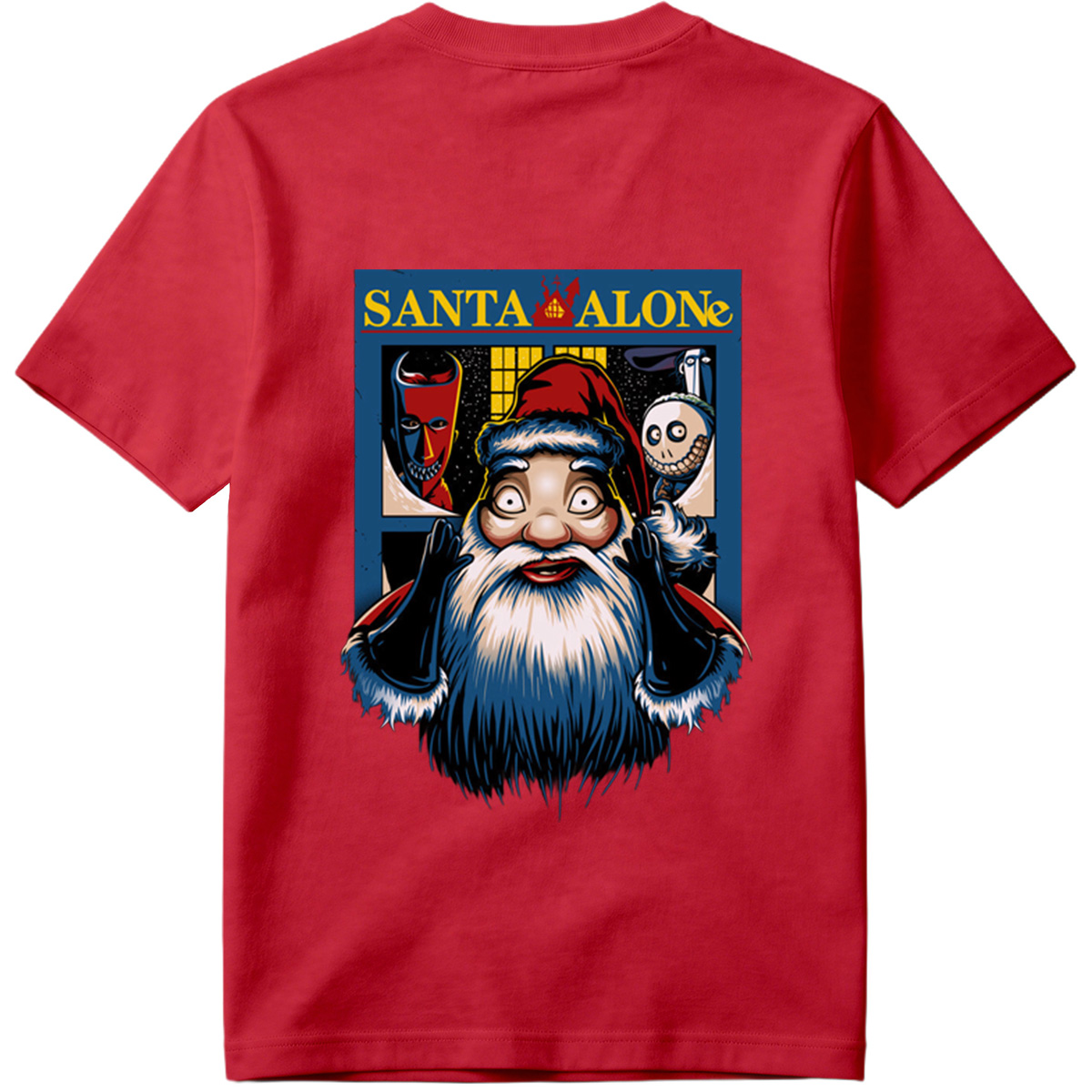 Santa Alone: Santa Claus, Jack Skellington, and Red Mask - Tee