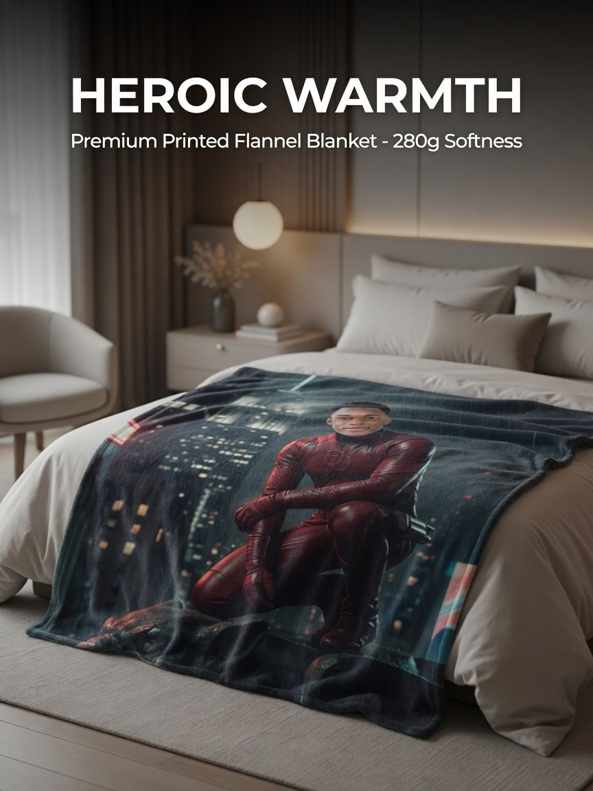 Custom Face Photo Superhero Fleece Blanket Personalized Soft Flannel Throw for Bed Couch and Cozy Gift