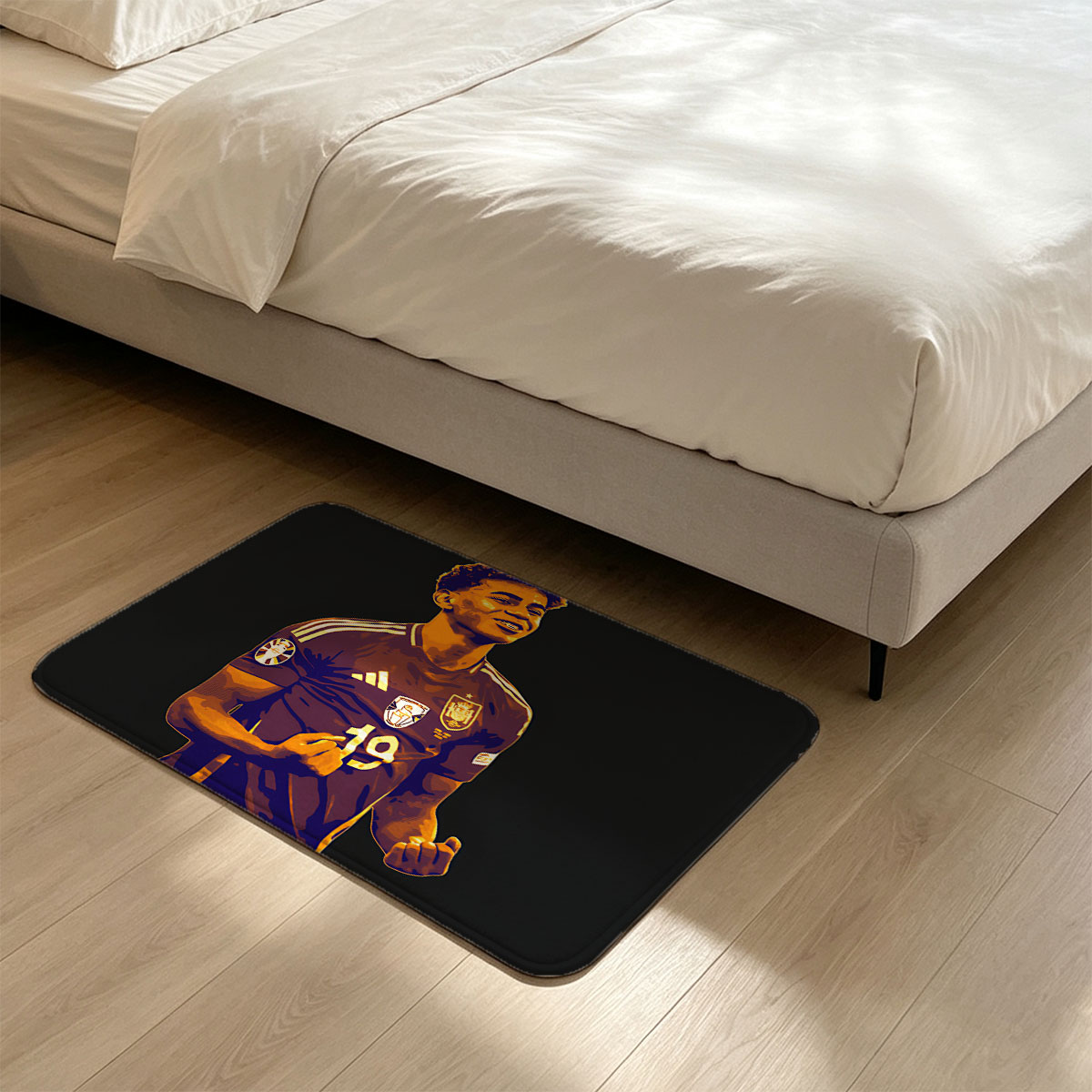 Lamine Yamal in Spain National Team Jersey, Number 19, Celebrating on Field - Flannel floor mat