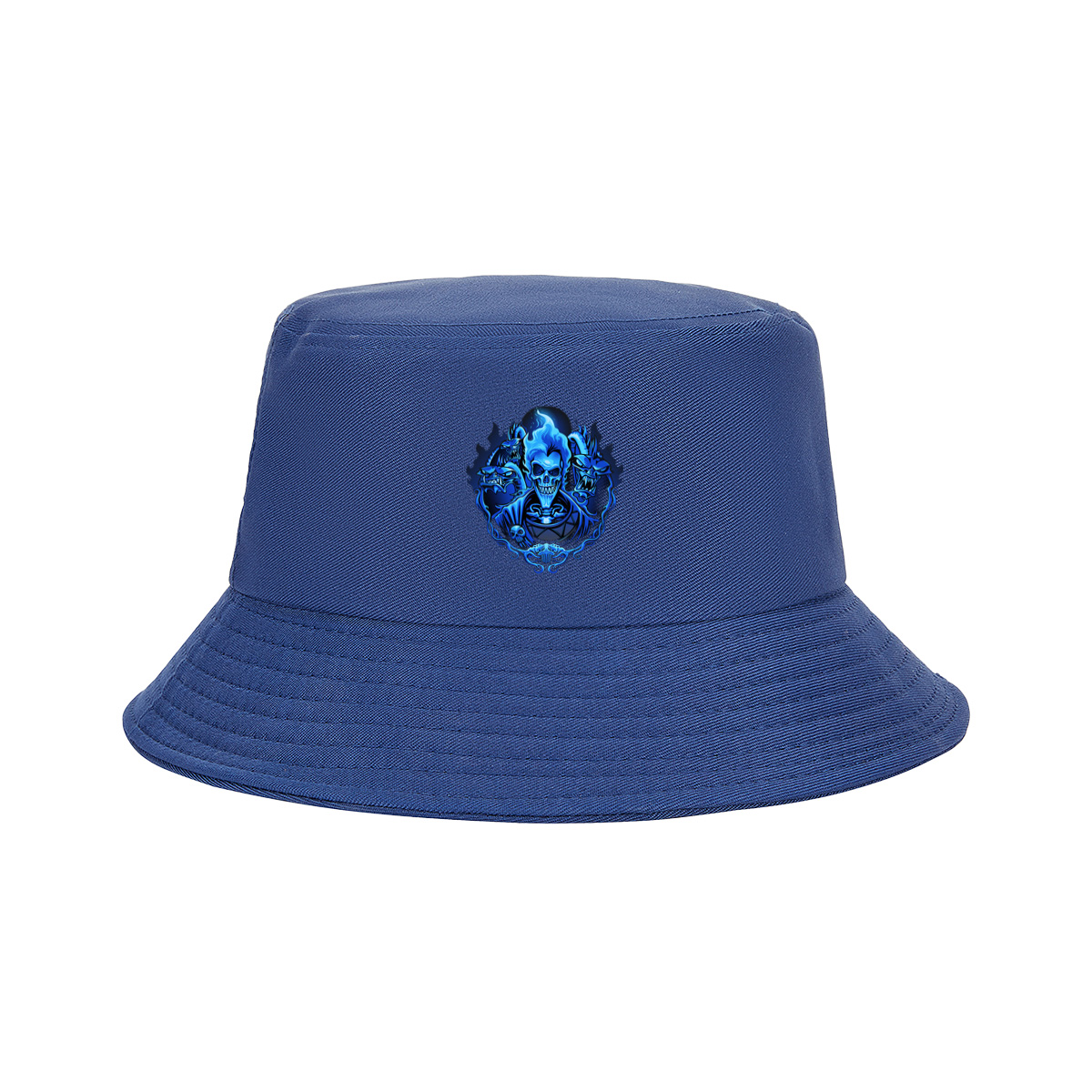 Blue Flame Skull with Demonic Creatures - Fisherman's Hat