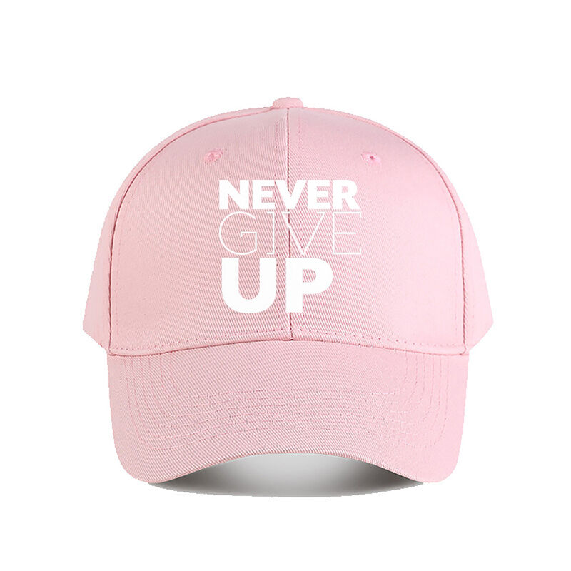 Curved Brim Baseball Cap Never Give Up Inspirational Letter Print