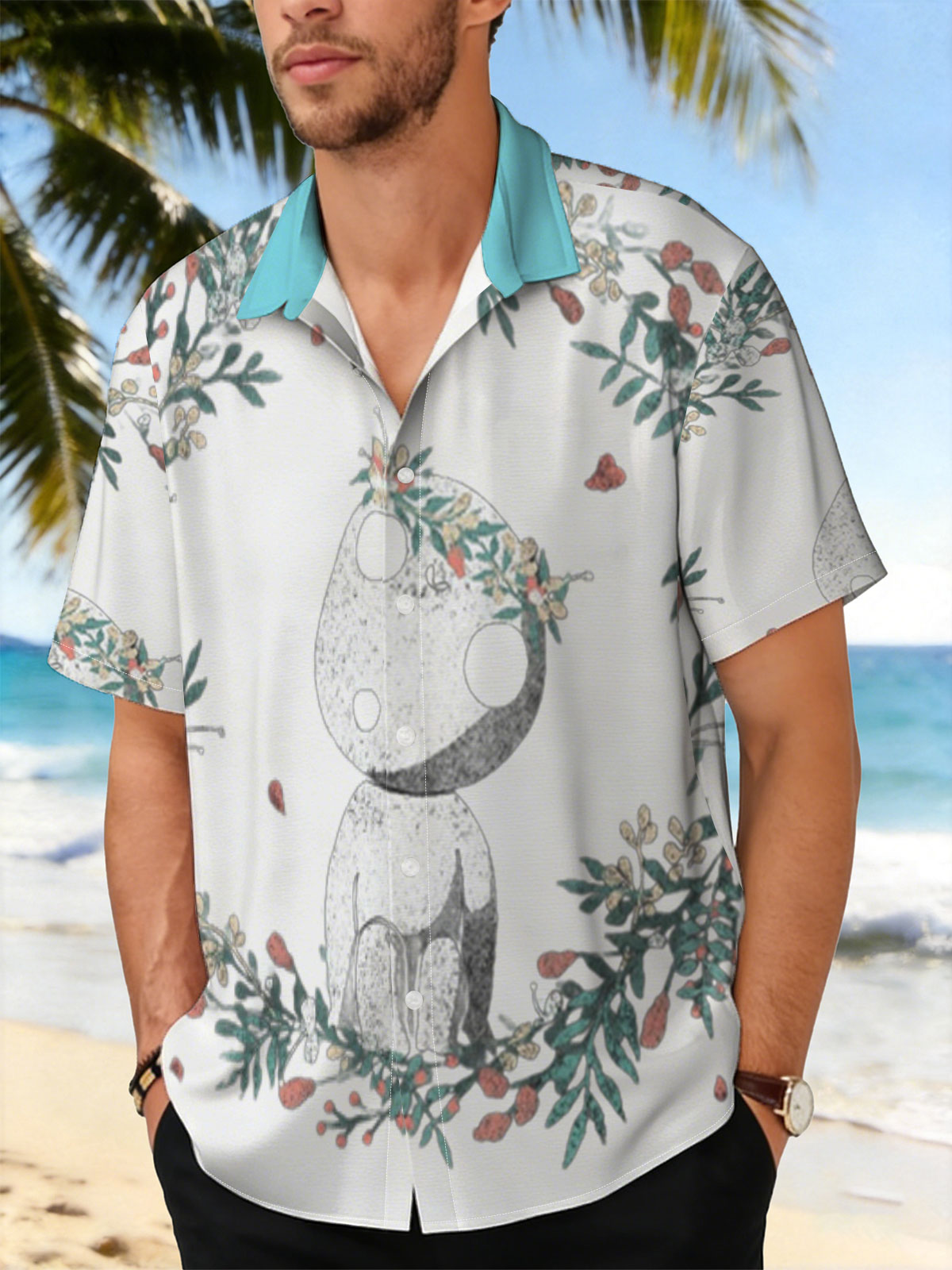 Cute Panda with Floral Crown in Wreath -  Shirt