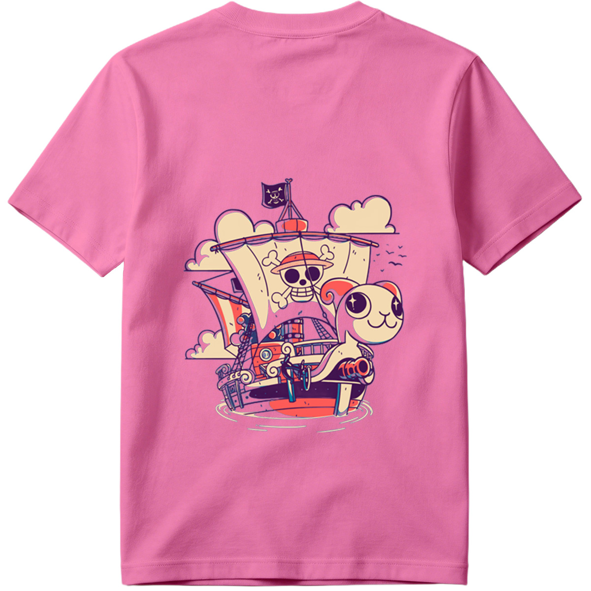 Pirate Ship with Cat and Skull Captain - Tee