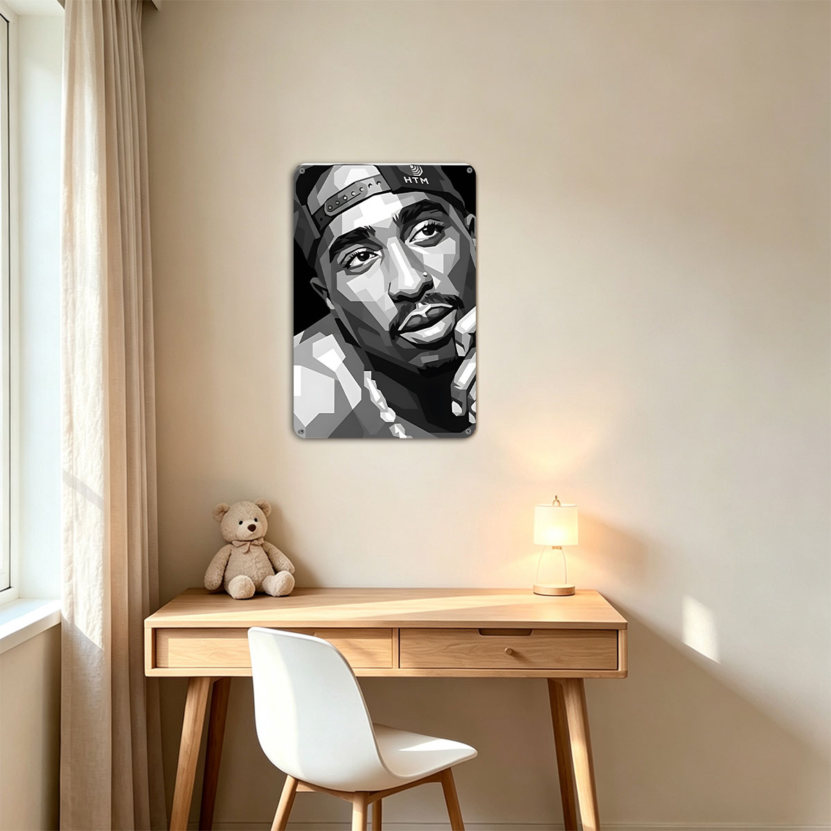 Pop Art Portrait of a Man Wearing HTM Cap and Chain Necklace - painting