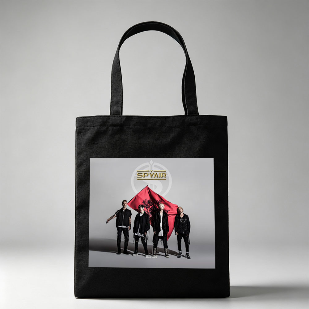 SPYAIR Band Members Standing with Red Flag in Studio Portrait - Canvas tote bags