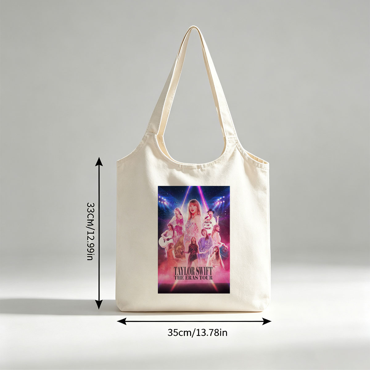 Taylor Swift The Eras Tour Concert Performance Poster with Multiple Outfits and Stage Lights - Canvas shoulder bags/