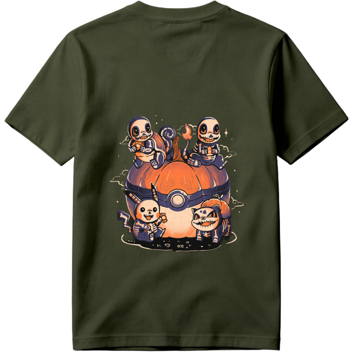 Pokémon: Skeleton Eeveelutions on a Pokéball Pumpkin - Tee