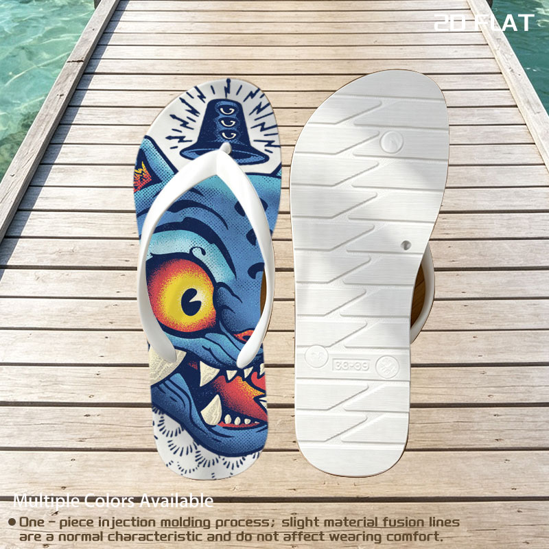 Blue Tiger with Bell and Envelope in Mouth -  flip-flops