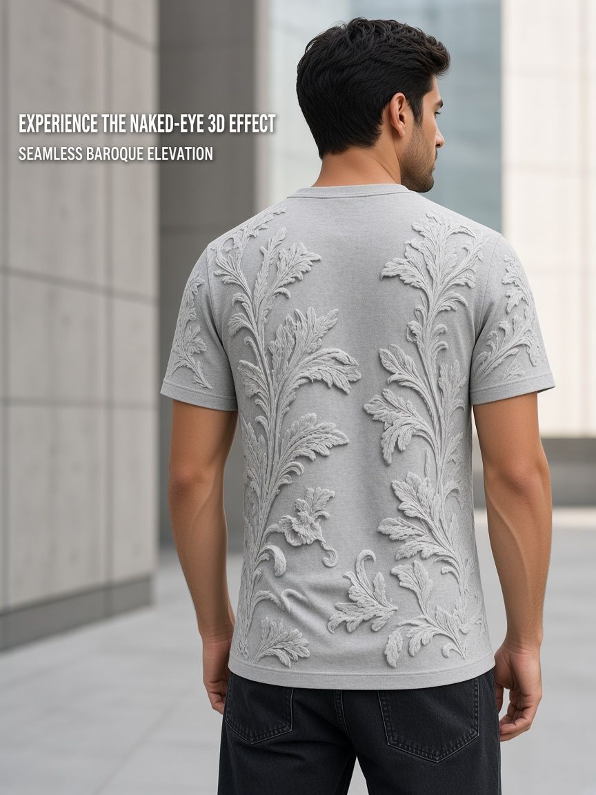 Baroque Sculpture 3D Optical Illusion Graphic Tee Breathable Athletic Mesh T-Shirt for Casual and Sports Wear