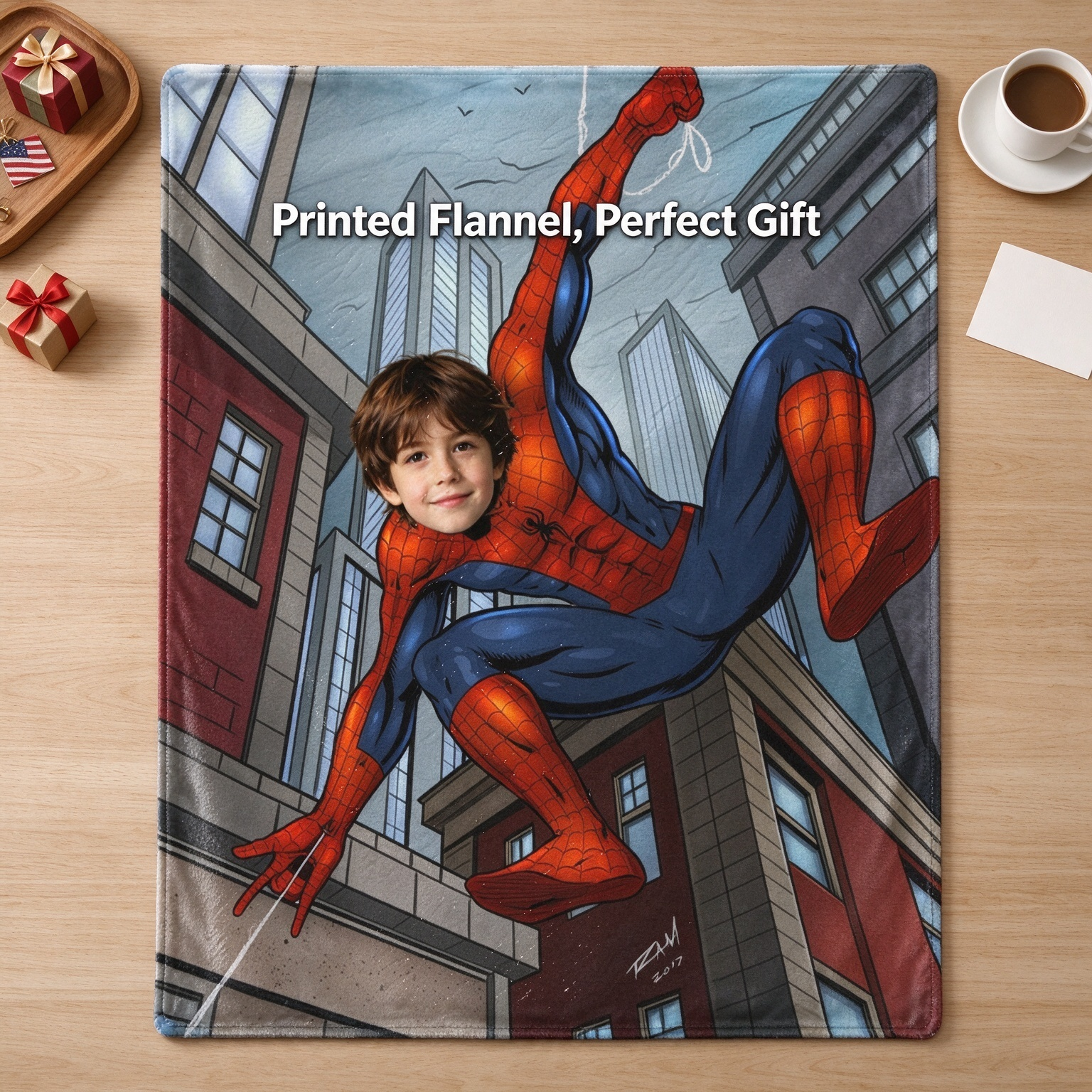 Custom Photo Face Superhero Blanket Ultra Soft Flannel Throw Cozy Personalized Gift for Kids and Superhero Fans