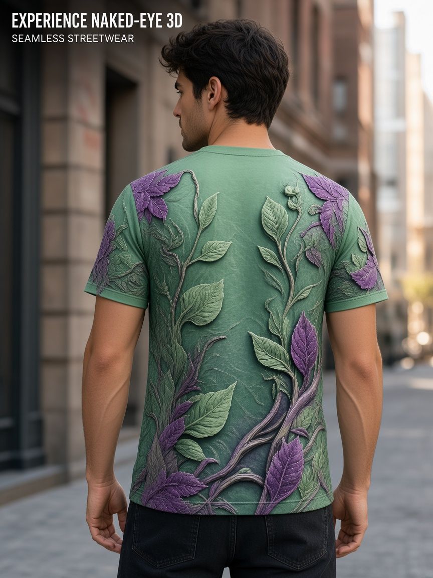 Botanical Pirate Skull 3D Optical Illusion Graphic Tee Breathable Athletic Mesh T-Shirt for Casual and Sports Wear
