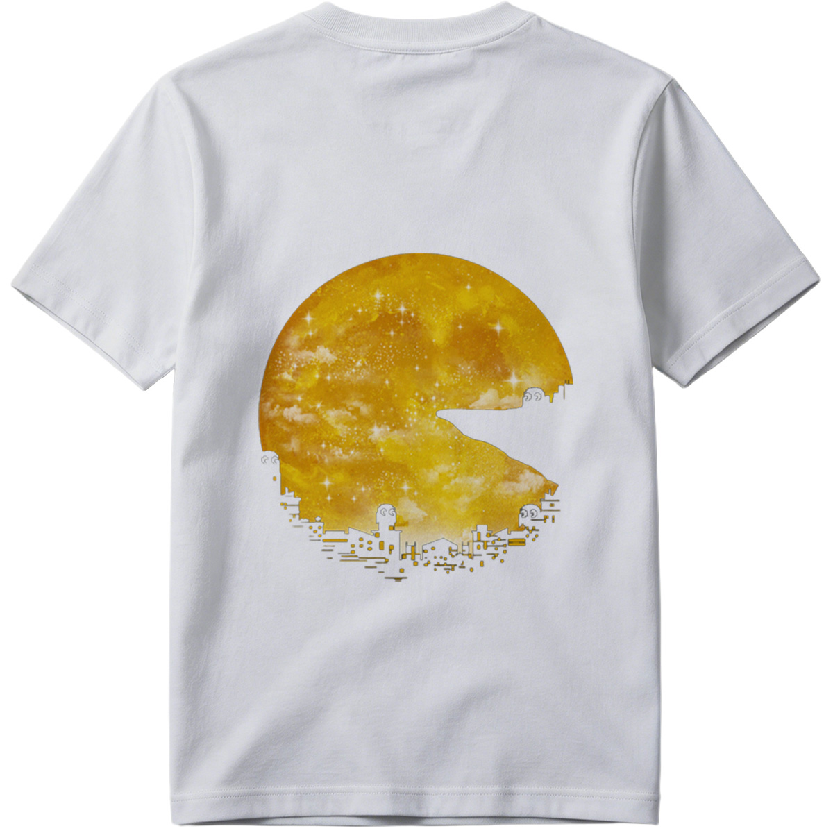 Pac-Man Cityscape Under the Moon - Tee
