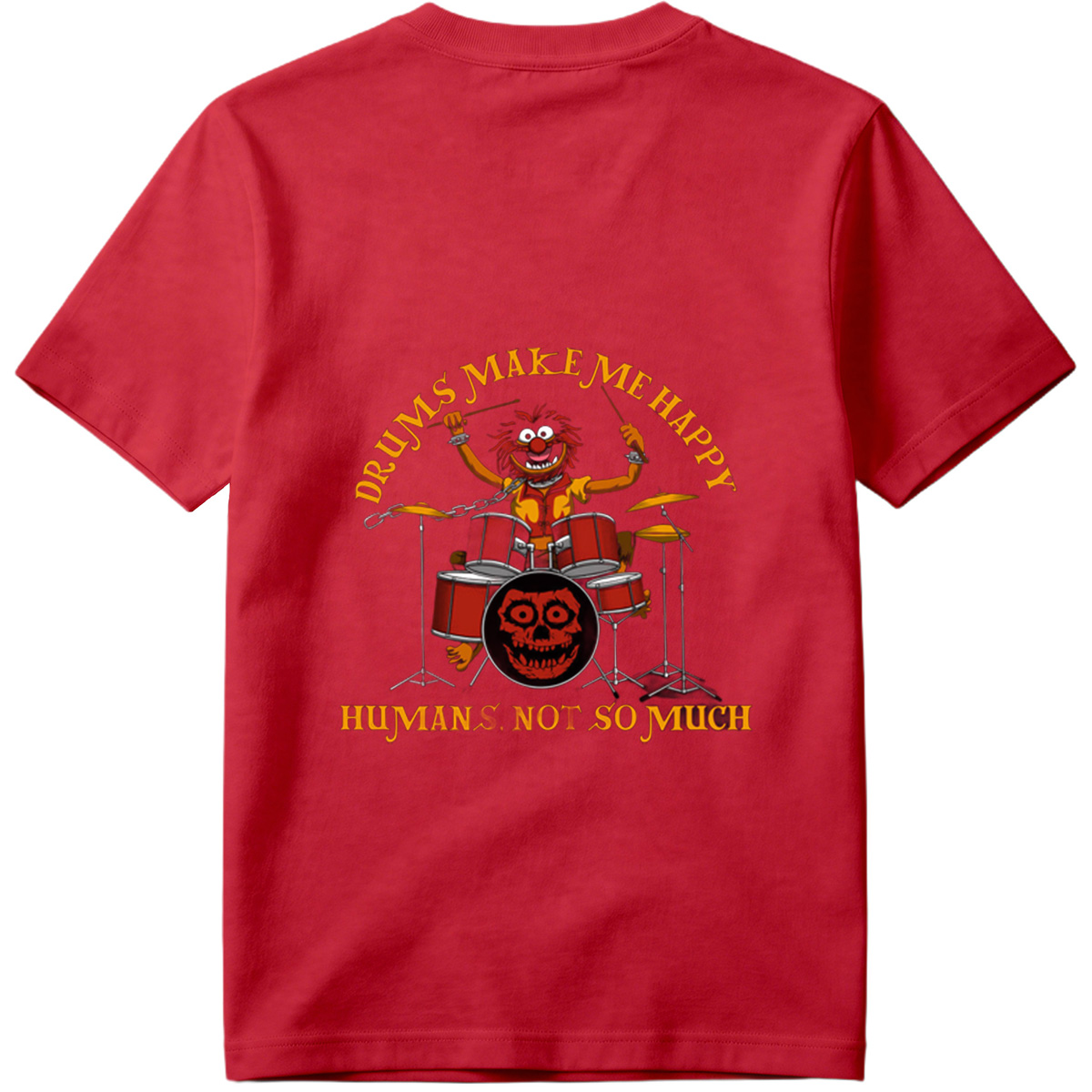 Animal from The Muppets Playing Drums with Skull Design - Tee