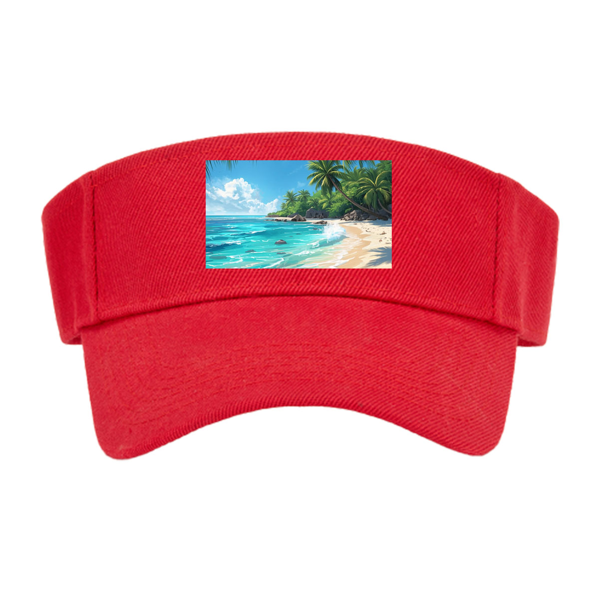 Tropical Beach with Palm Trees and Crystal Clear Water -  Visor cap