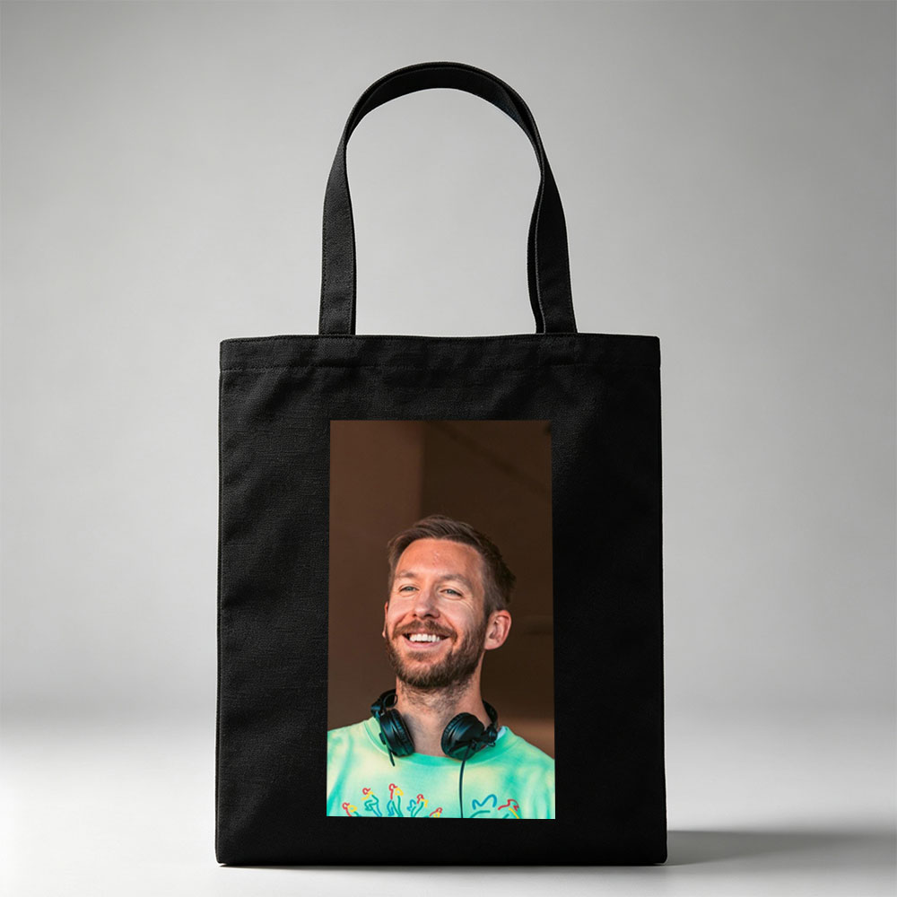 Calvin Harris at Music Festival Wearing Green Tie-Dye Shirt and Headphones - Canvas tote bags