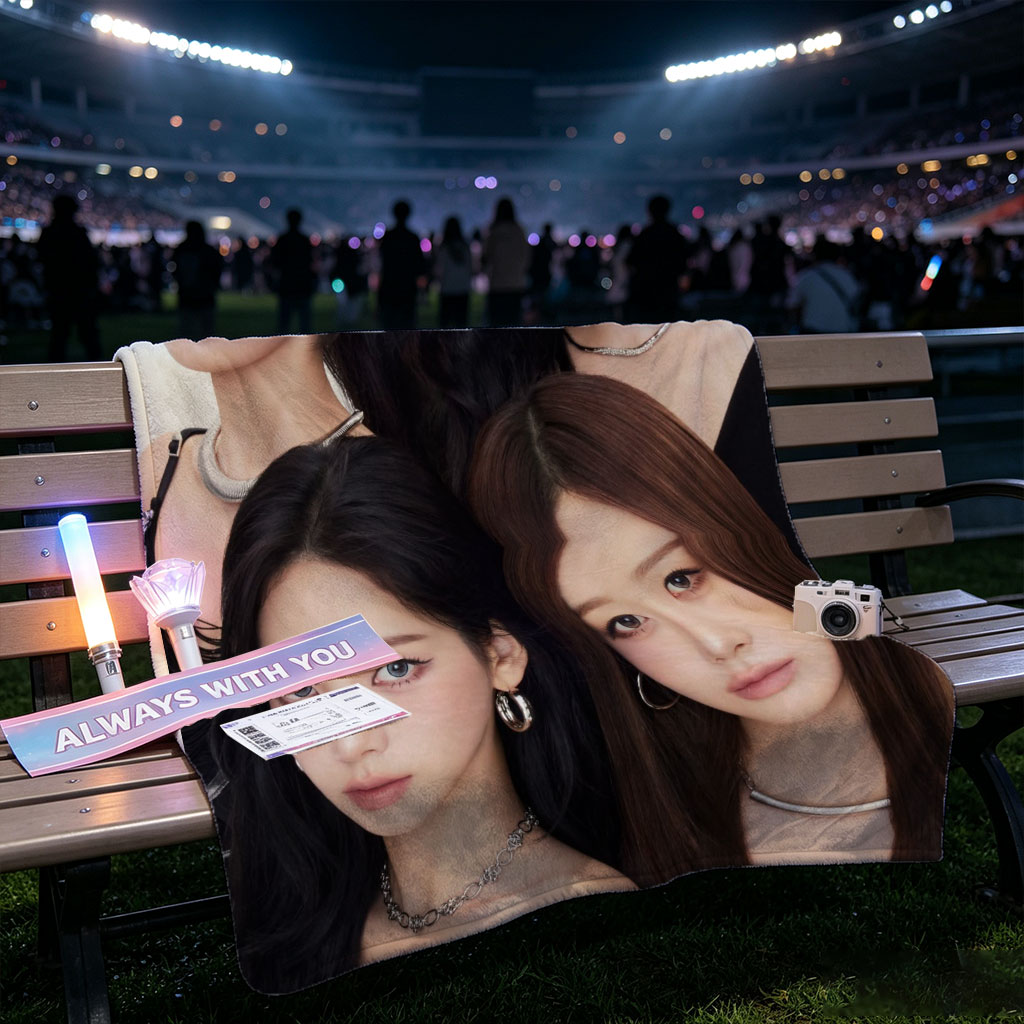 Aespa Members in a Close-Up Group Portrait with Elegant Black Outfits and Stylish Jewelry - Blankets