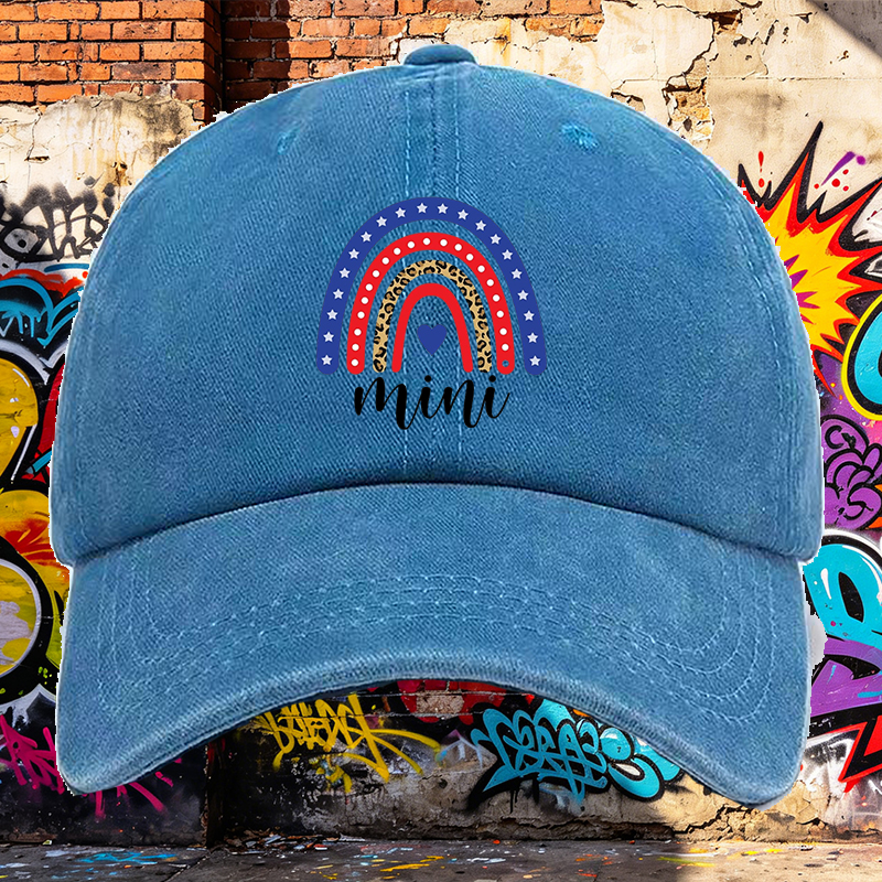 Men's Printed Washed Cap with Rainbow Leopard Stars Design, Casual Round Brim Lightweight Summer Hat for Outdoor Activities, Urban Streetwear Style, Perfect for Young Adults and Trendy Men