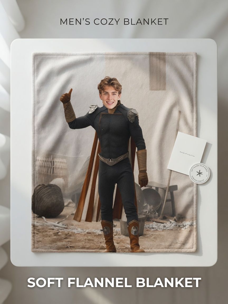 Custom Face Photo Flannel Blanket Personalized Superhero Fleece Throw Soft Anti-Pilling Cozy Bed Couch Gift