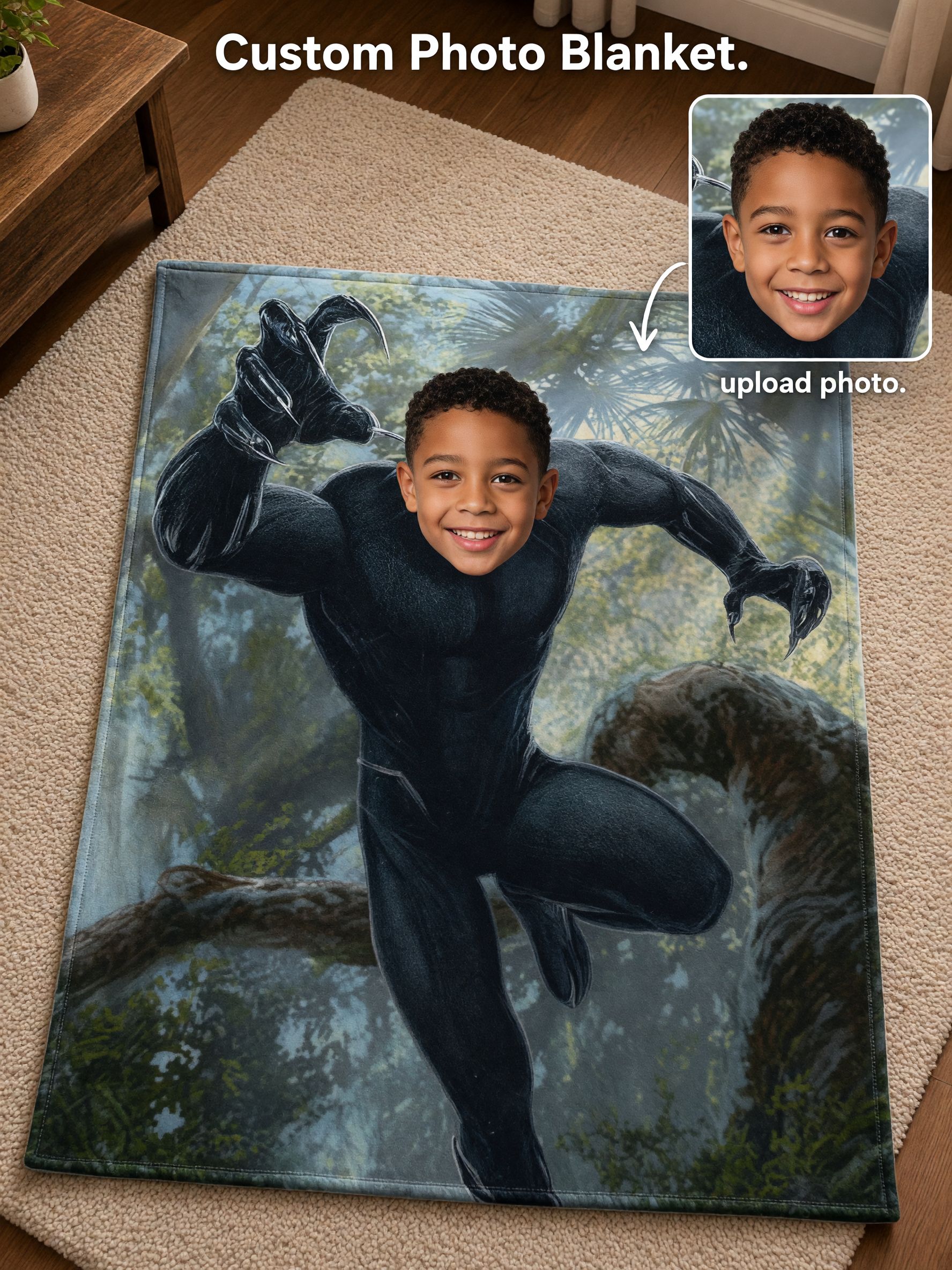 Custom Photo Face Blanket Personalized Superhero Flannel Fleece Throw Skin Friendly Ultra Soft Bed Couch Blanket Ideal