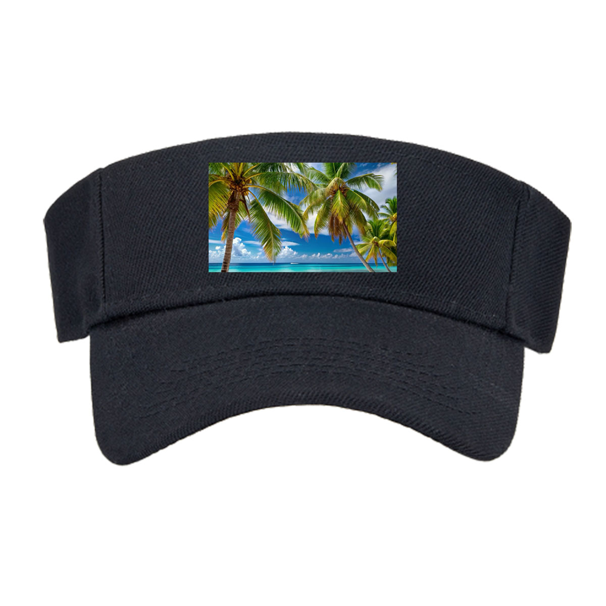 Tropical Beach with Palm Trees and Crystal Clear Water -  Visor cap