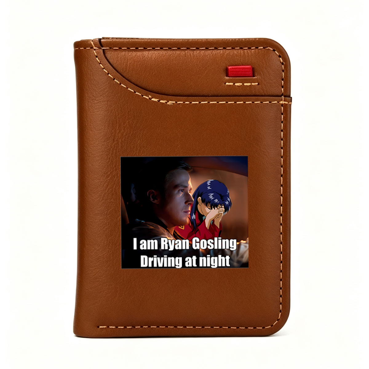 Ryan Gosling Driving at Night with Anime Character - Vertical Style Wallet