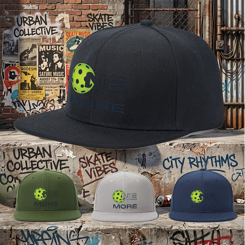 Flat Brim Baseball Cap One More Dotted Globe Logo Streetwear Underground Skate Style for Basketball Court Skate Park Urban Riders and Rap Artists