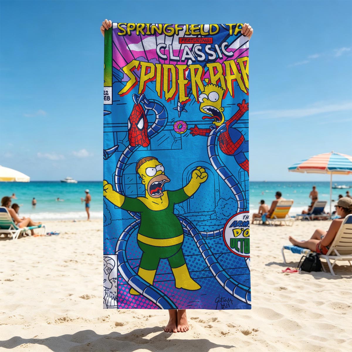 Springfield Tales: Classic Spider-Bart vs. The Arms of D'ohc Octopus! - Beach towels