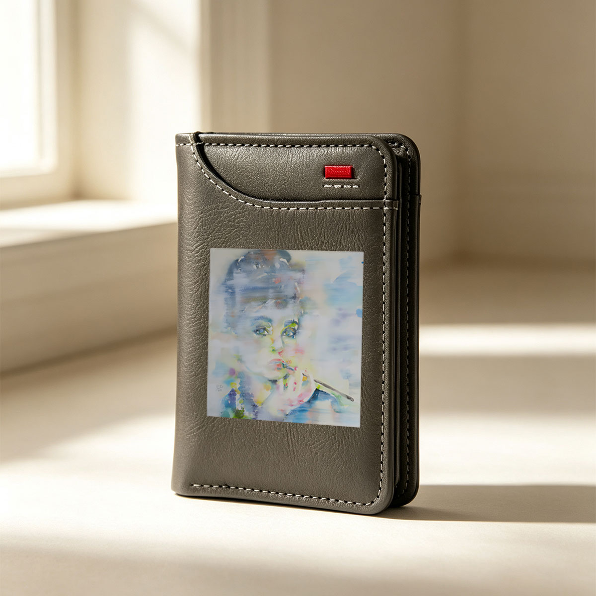 Abstract Portrait of a Woman with Cigarette - Vertical Style Wallet