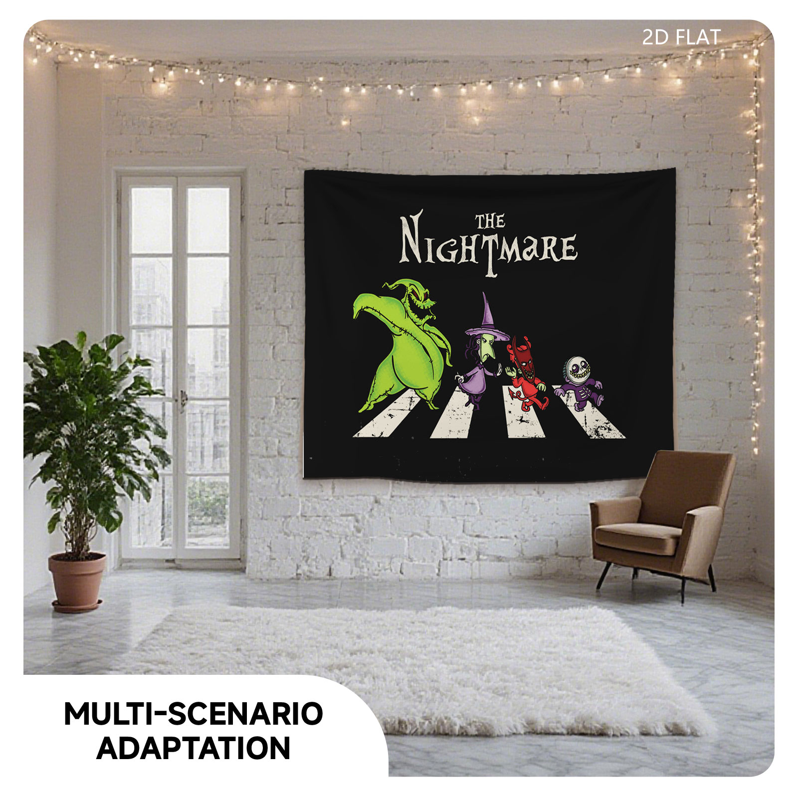 The Nightmare: Oogie Boogie, Witch, Devil, and Skeleton Crossing the Road - Tapestry
