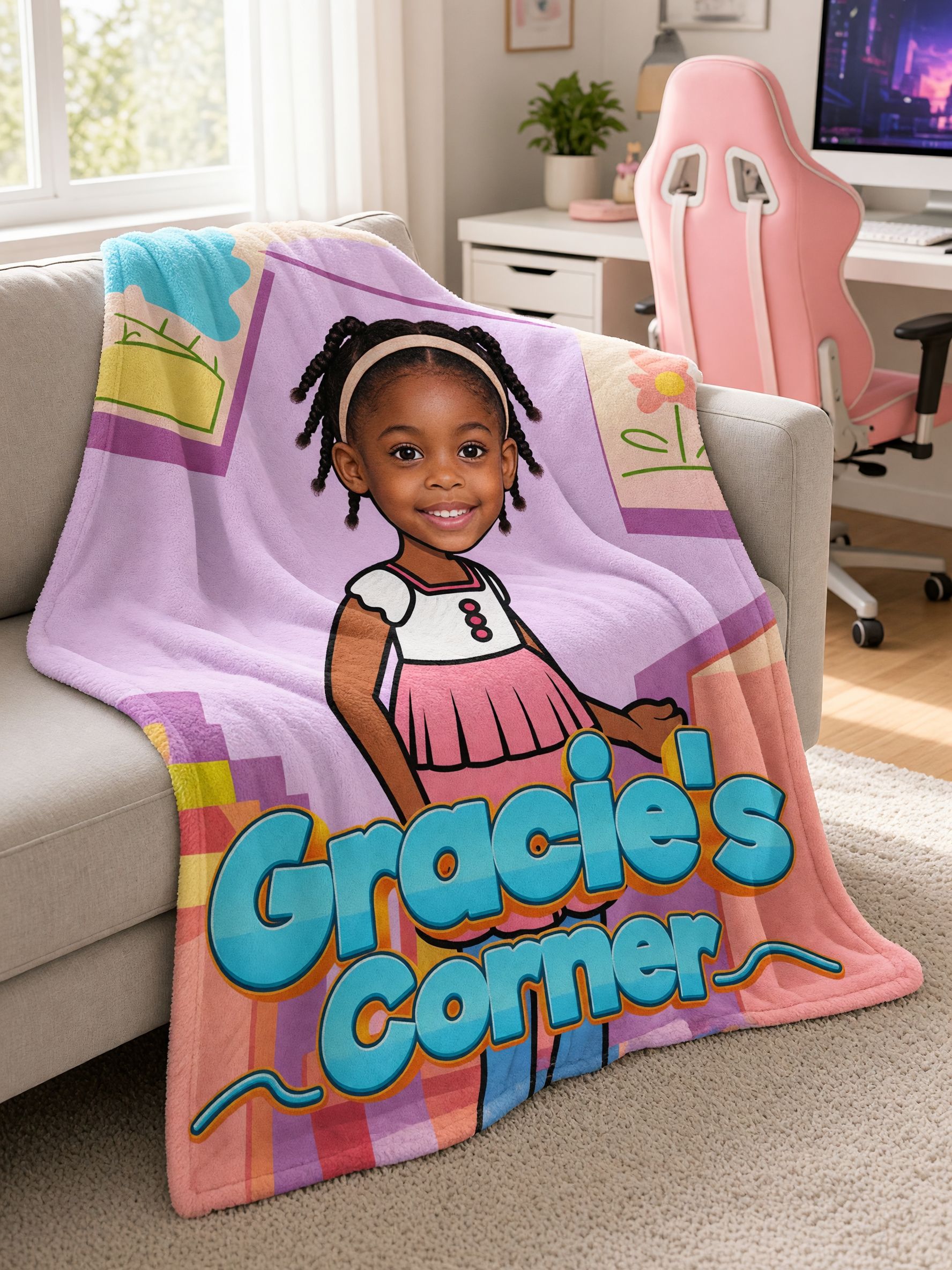Custom Face Photo Blanket Personalized Flannel Fleece Throw Soft Cartoon Character Bed Spread Ideal Birthday Gift