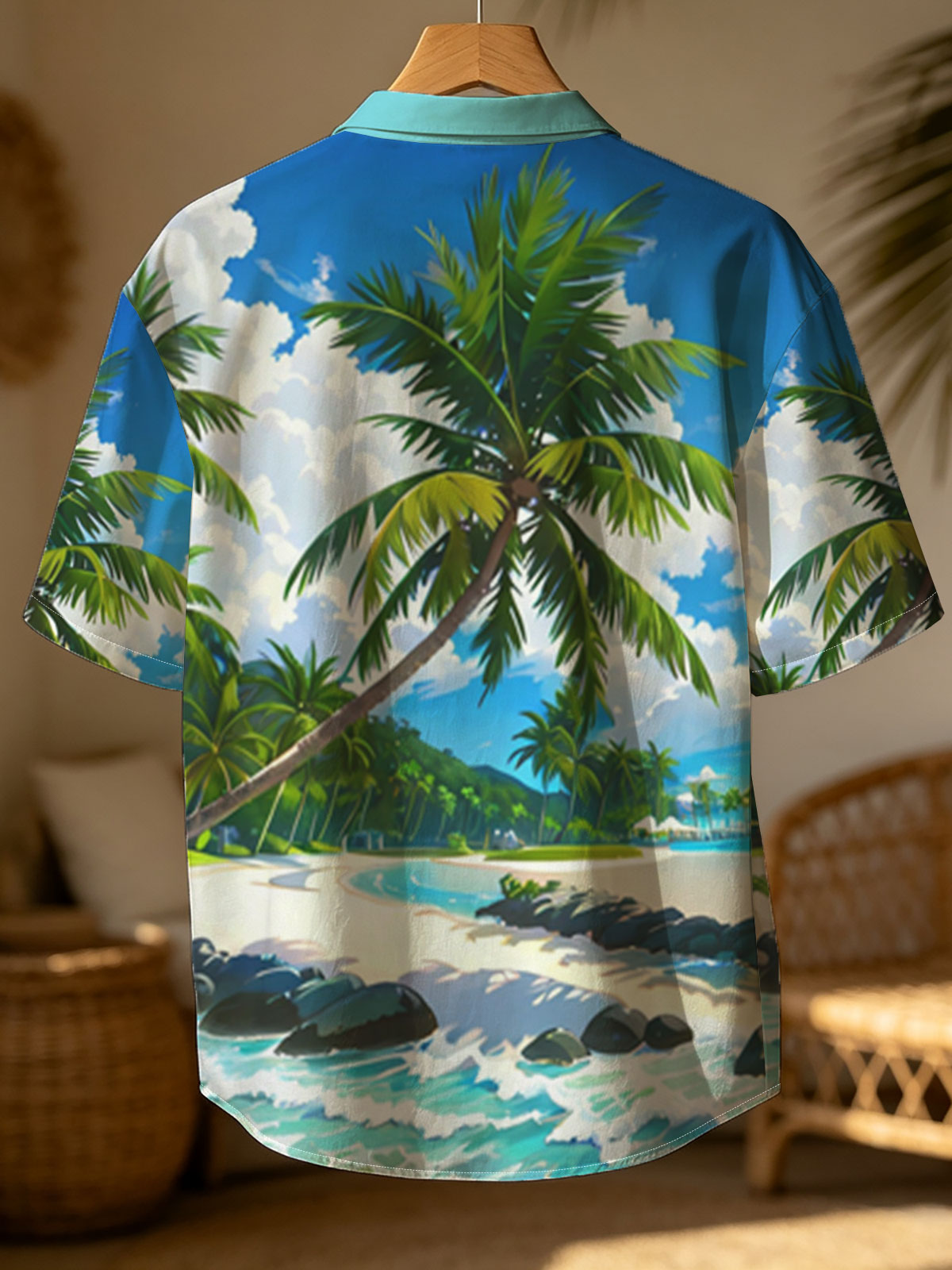 Tropical Beach with Palm Trees and Clear Blue Water -  Shirt